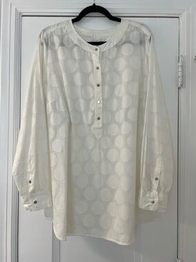 Liz Claiborne Ivory Dot Button-Down Tunic Size 1X